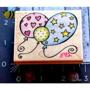 Rubber Stampede Party Balloons A2277E Rubber Stamp Wood #G76